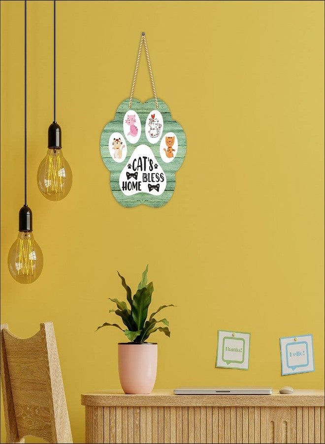 CVANU لوحة "CVANU" بتصميم مخلب قطة من خشب MDF، هدية مثالية لمحبي القطط (6 بوصات × 6.5 بوصات)، لون خشبي فريد - Image 4